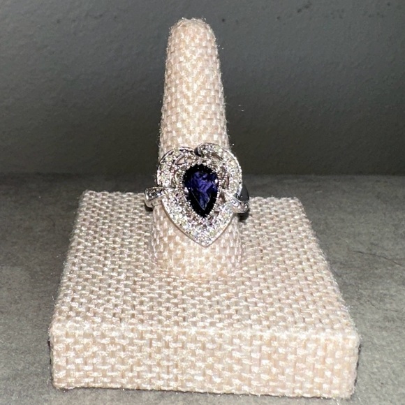 Blue Stone and CZ cocktail Ring in Sterling silver - Picture 2 of 12